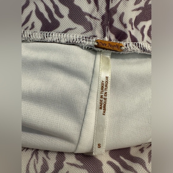 New FREE PEOPLE Romi Mesh Mini Skirt Zebra Animal Print Ruffle Ruched FP Purple - Picture 5 of 10